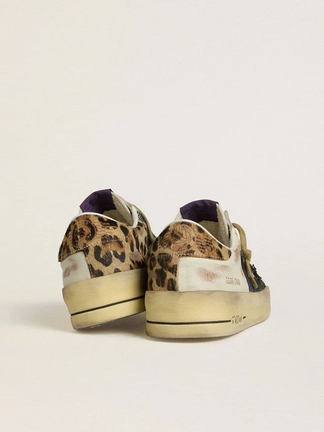 Stardan pour femme en nappa et mesh avec languette de talon en peau de poney à imprimé léopard