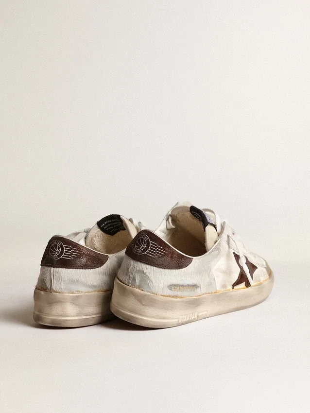 Stardan pour homme en cuir nappa et cuir de poney avec étoile en daim marron