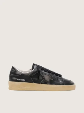 Stardan pour homme en cuir noir avec étoile et languette au talon en cuir noir