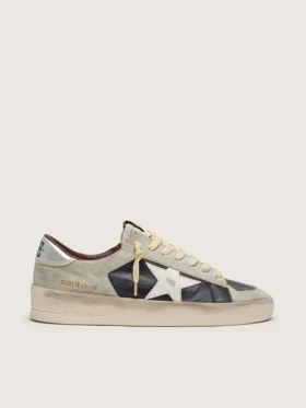 Stardan pour homme en daim et cuir, avec étoile en cuir et languette métallique au talon