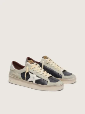 Stardan pour homme en daim et cuir, avec étoile en cuir et languette métallique au talon