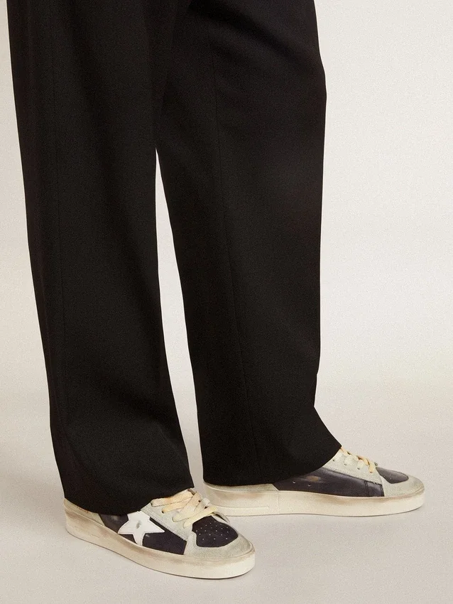 Stardan pour homme en daim et cuir, avec étoile en cuir et languette métallique au talon