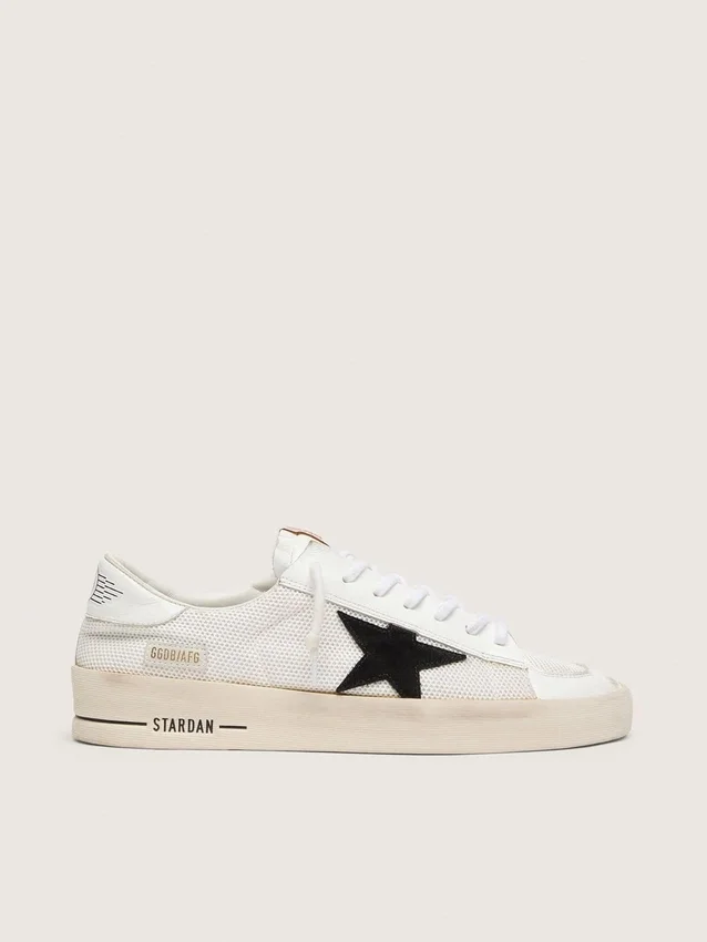 Stardan pour homme en mesh blanc avec étoile en daim noir