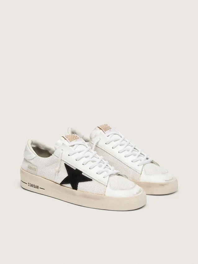 Stardan pour homme en mesh blanc avec étoile en daim noir