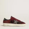 Stardan pour homme en mesh noir et daim bordeaux avec étoile en cuir blanc
