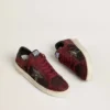 Stardan pour homme en mesh noir et daim bordeaux avec étoile en cuir blanc
