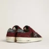 Stardan pour homme en mesh noir et daim bordeaux avec étoile en cuir blanc
