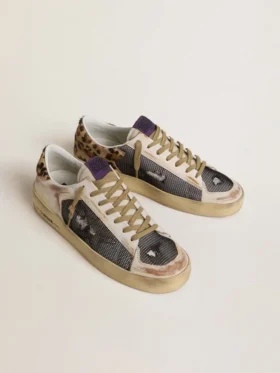 Stardan pour homme en nappa et mesh avec languette de talon en cuir de poney à imprimé léopard