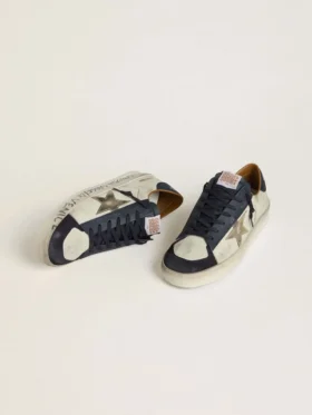 Stardan pour homme en nubuck avec étoile en cuir métallisé et languette de talon en nappa bleue