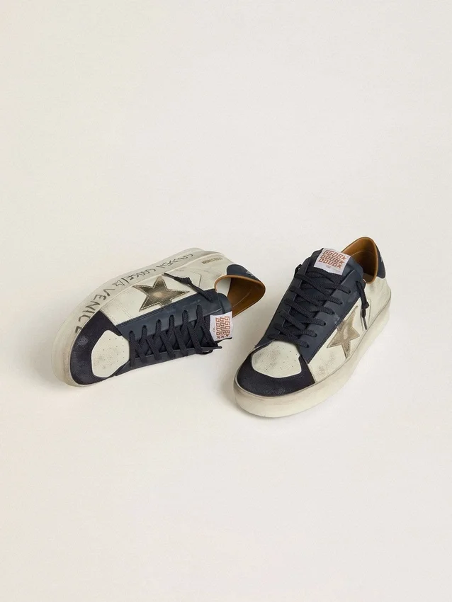 Stardan pour homme en nubuck avec étoile en cuir métallisé et languette de talon en nappa bleue