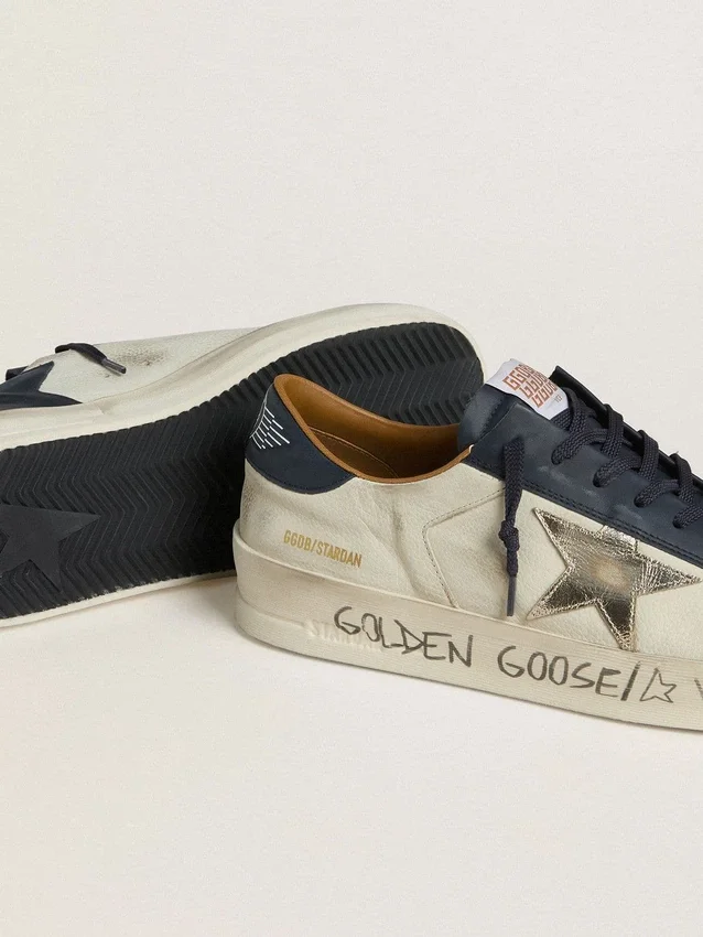 Stardan pour homme en nubuck avec étoile en cuir métallisé et languette de talon en nappa bleue