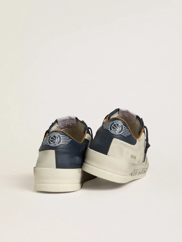 Stardan pour homme en nubuck avec étoile en cuir métallisé et languette de talon en nappa bleue