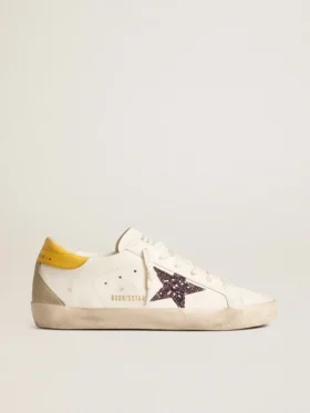 Super-Star bio pour femme avec étoile pailletée rouge et languette de talon en cuir