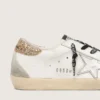 Super-Star en cuir blanc pour femme avec languette de talon pailletée