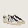 Super-Star en cuir nappa avec étoile en daim bleu clair et languette de talon en cuir gris