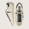 Super-Star en cuir nappa avec étoile en daim bleu clair et languette de talon en cuir gris