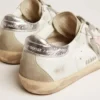 Super-Star en cuir pour femme avec étoile rose et languette de talon argentée
