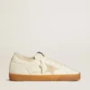 Super-Star en nappa blanc avec étoile en daim et doublure en peau de mouton