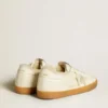 Super-Star en nappa blanc avec étoile en daim et doublure en peau de mouton