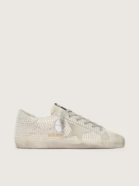 Super-Star en nubuck avec cristaux Swarovski et étoile en daim gris glacier