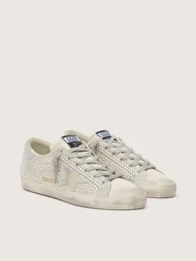 Super-Star en nubuck avec cristaux Swarovski et étoile en daim gris glacier