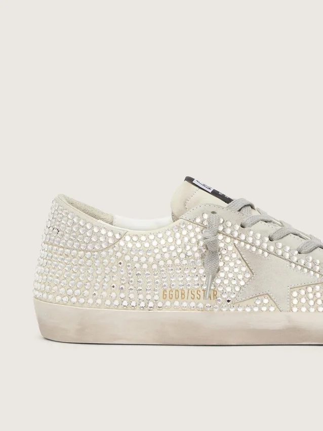 Super-Star en nubuck avec cristaux Swarovski et étoile en daim gris glacier