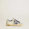 Super-Star Junior avec étoile en cuir bleu et empiècements en daim gris glacier