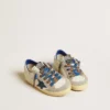 Super-Star Junior avec étoile en cuir bleu et empiècements en daim gris glacier