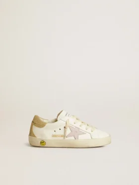 Super-Star Junior avec étoile en cuir lilas et languette pailletée au talon