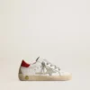 Super-Star Junior avec étoile en daim et languette de talon en cuir rouge