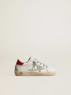 Super-Star Junior avec étoile en daim et languette de talon en cuir rouge