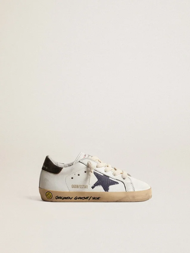 Super-Star Junior en cuir nappa avec une étoile imprimée et une languette de talon noire