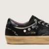 Super-Star LAB pour homme en daim laminé noir et nylon, avec étoile en relief et lacets ornés de cristaux