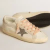 Super-Star LTD en cuir avec étoile en daim beige ornée de clous Swarovski