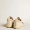 Super-Star LTD en cuir avec étoile en daim beige ornée de clous Swarovski