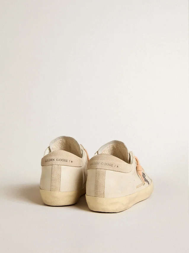 Super-Star LTD en cuir avec étoile en daim beige ornée de clous Swarovski