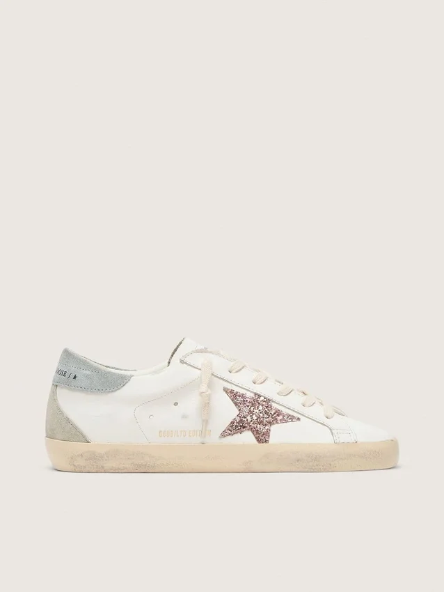 Super-Star LTD pour femme avec étoile pailletée multicolore et languette en daim au talon