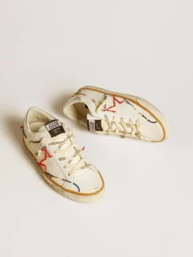Super-Star LTD pour femme avec étoile perforée et languette de talon en cuir métallisé