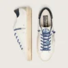 Super-Star LTD pour femme en cuir blanc avec étoile en daim et languette de talon en cuir bleu