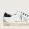 Super-Star LTD pour femme en cuir blanc avec étoile en daim et languette de talon en cuir bleu