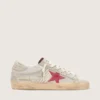 Super-Star LTD pour femme en cuir de poney blanc avec étoile en daim rouge