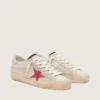 Super-Star LTD pour femme en cuir de poney blanc avec étoile en daim rouge