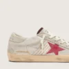 Super-Star LTD pour femme en cuir de poney blanc avec étoile en daim rouge