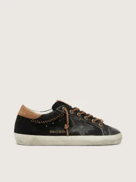 Super-Star LTD pour femme en cuir pailleté noir avec étoile en cuir noir