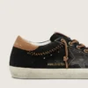 Super-Star LTD pour femme en cuir pailleté noir avec étoile en cuir noir