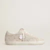 Super-Star LTD pour femme en daim avec cristaux Swarovski et étoile en cuir gris glacier