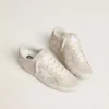 Super-Star LTD pour femme en daim avec cristaux Swarovski et étoile en cuir gris glacier