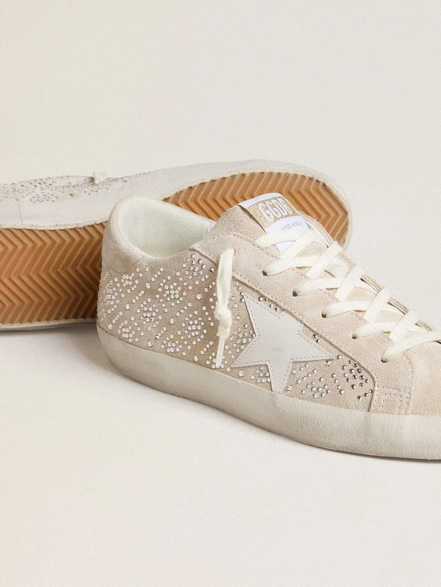 Super-Star LTD pour femme en daim avec cristaux Swarovski et étoile en cuir gris glacier