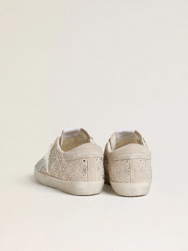 Super-Star LTD pour femme en daim avec cristaux Swarovski et étoile en cuir gris glacier