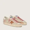 Super-Star LTD pour femme en daim couleur perle avec étoile rouge brique et broderies